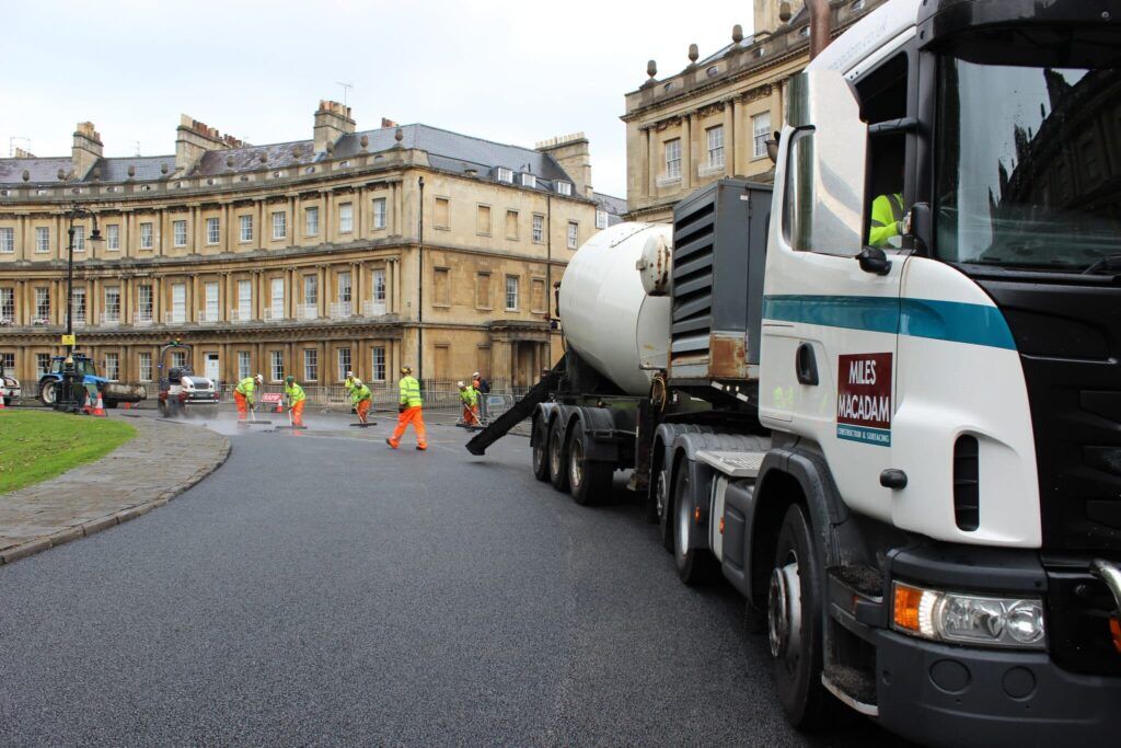 Miles Macadam lorry going through